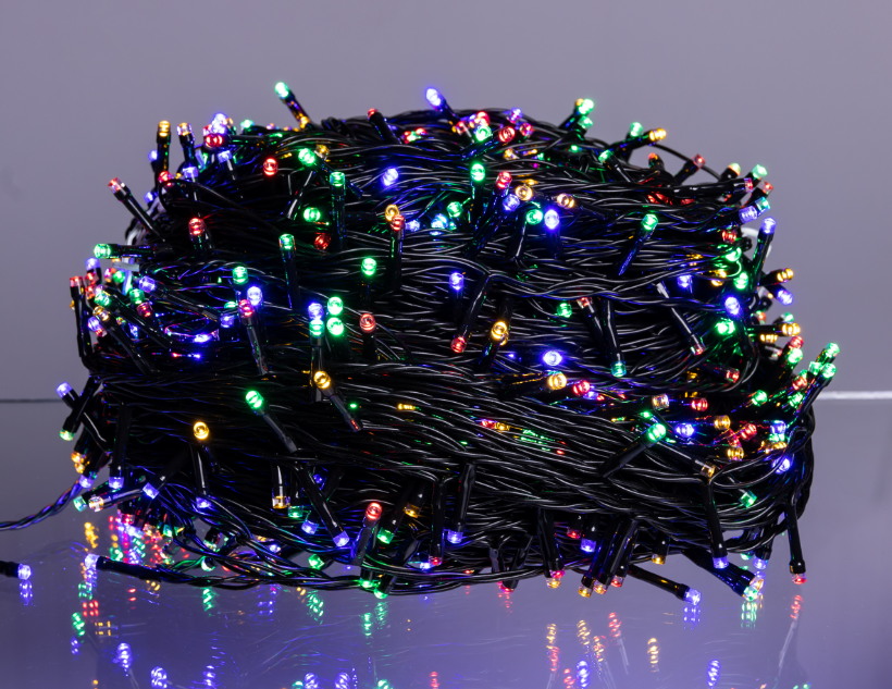 Гірлянда нитка вулична 1000 LED 100 м від мережі чорна нитка Різнокольоровий - фото 5