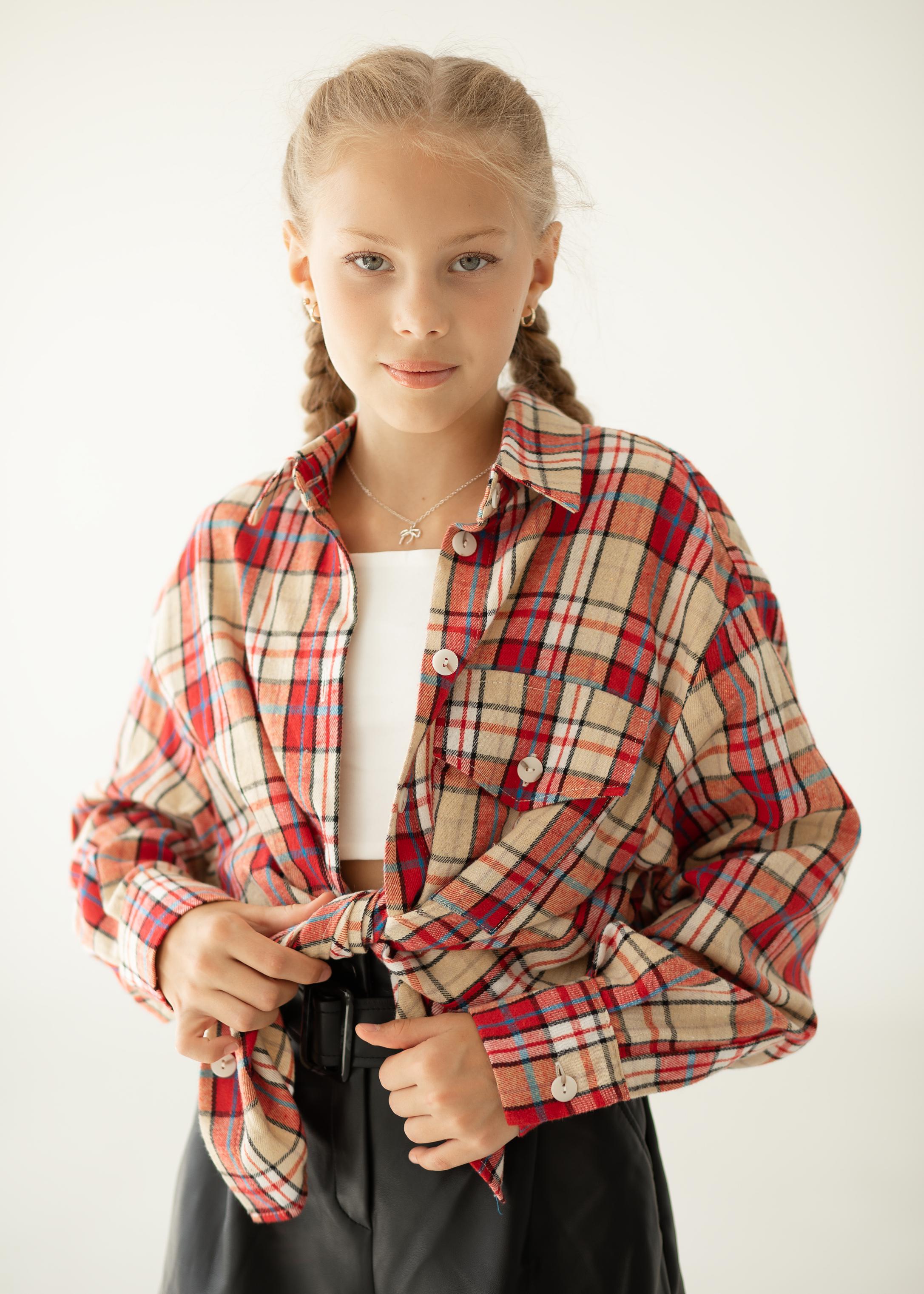 Рубашка для подростков 140 см Красно-бежевый (SR02552085140) - фото 3