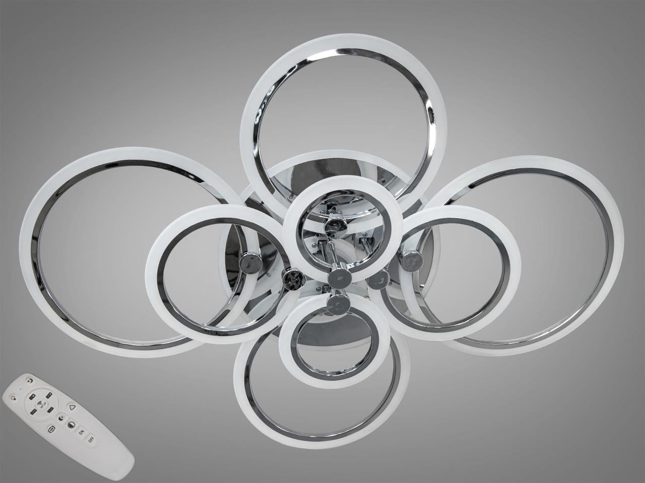 Люстра потолочная EcoLed с диммером и LED подсветкой 175W A8022/8HR 3col dim Серебрянный/Хром Люстра потолочная EcoLed с диммером и LED подсветкой 175W A8022/8HR 3col dim Серебрянный/Хром