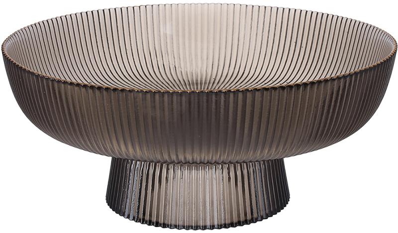 Фруктовка стеклянная Fleur Ø26х11,5 см Серо-дымчатый с золотой каймой (BD-992-054)