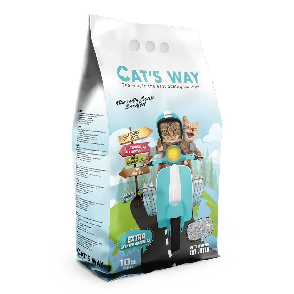 Наполнитель бентонитовый Cat's Way с ароматом марсельского мыла 10 л
