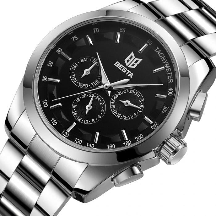 Часы мужские Forsining Walker Steel со стальным корпусом 42х14 мм Серебро (150-96-1026)