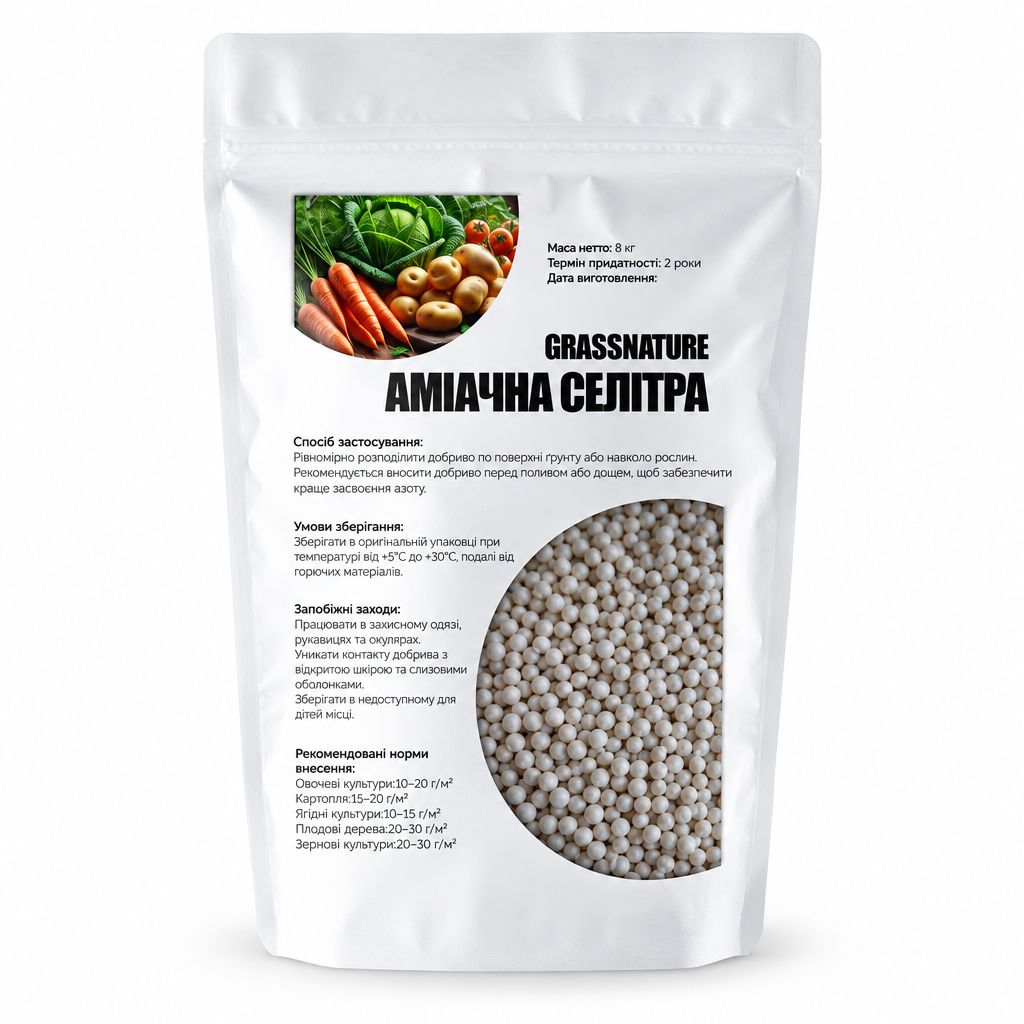 Удобрение азотное GrassNature Аммиачная селитра нитрат аммония N 34% 8 кг (38470549)