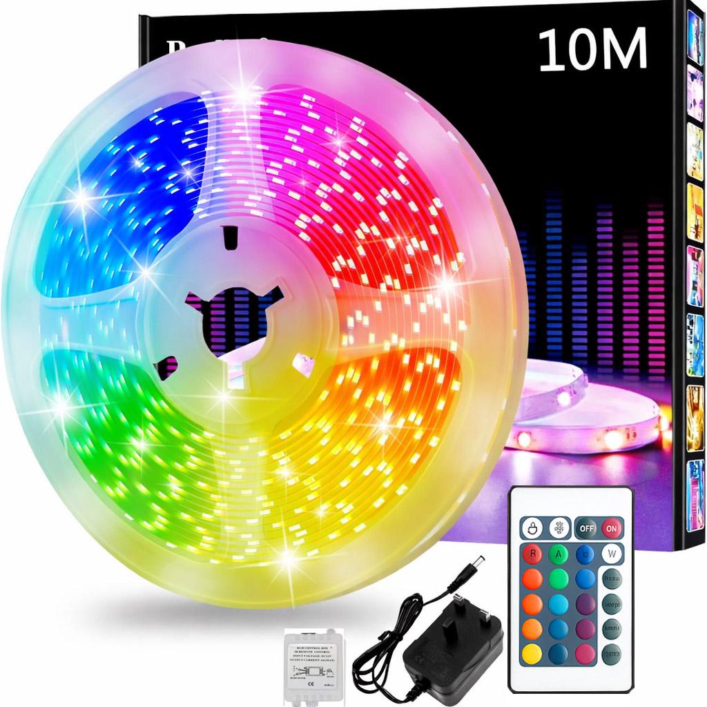 Светодиодная лента SMD 5050 RGB на самоклеящейся основе с пультом и блоком питания влагостойкая 10 м (2778037758)
