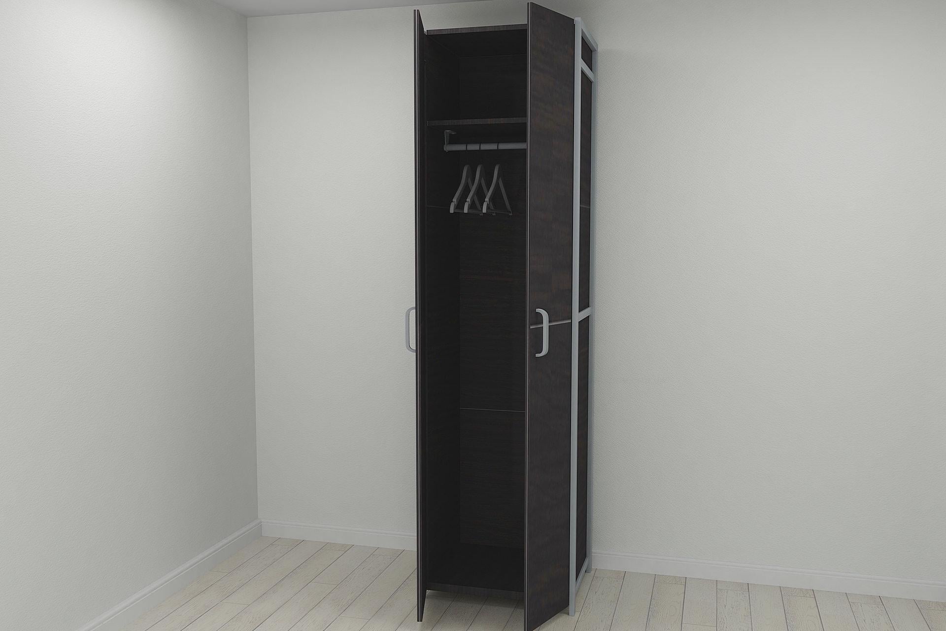 Шкаф гардероб уни секция 6 серии Конект Ferrum-decor 220x60x50 см металл Серый/ДСП Венге Магия (SHG136)