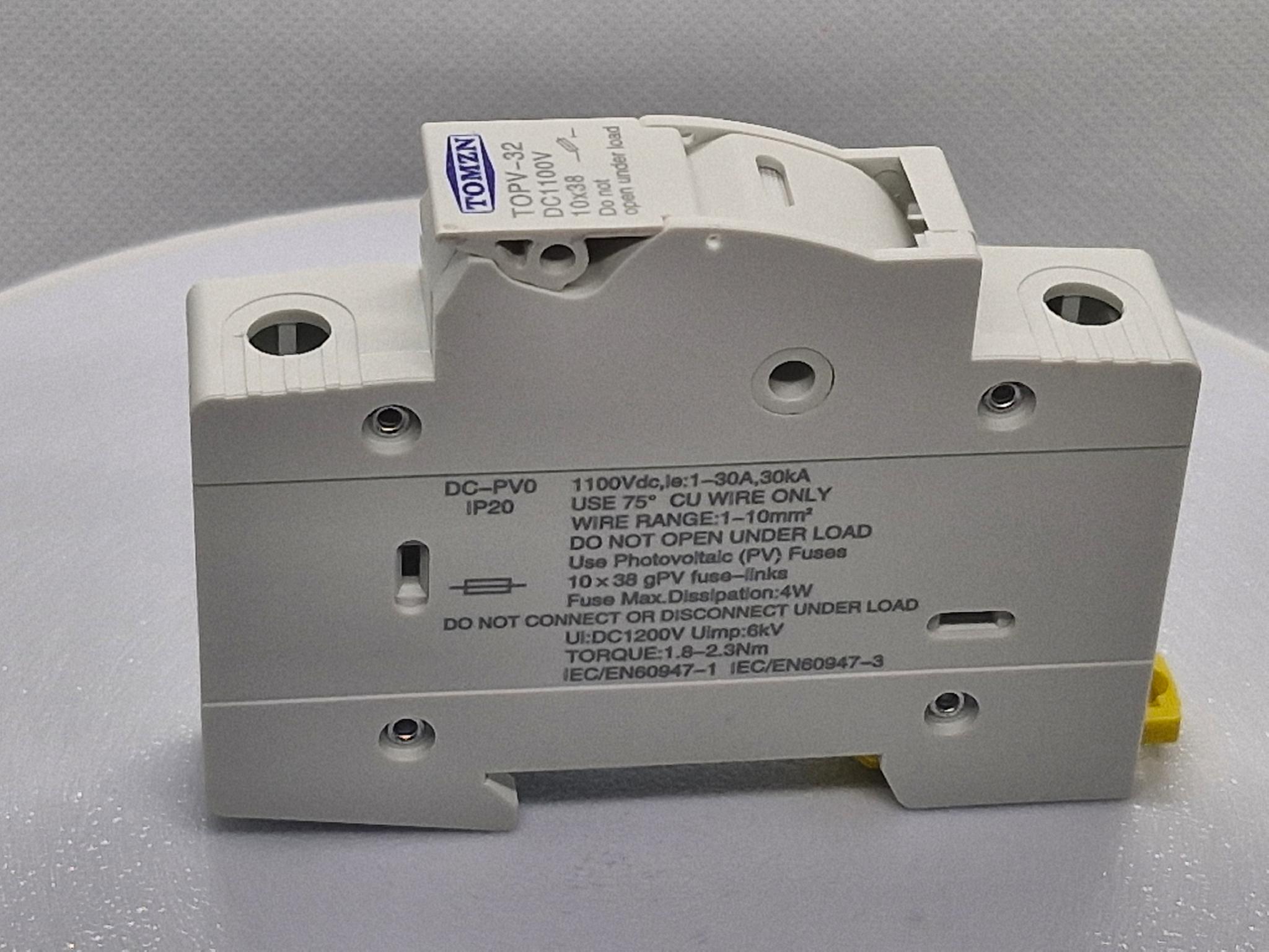 Тримач запобіжника TOMZN +1 32 А DC до 1000V однополюсний 1Р для сонячних панелей PV gPV TOPV-32 на DIN рейку 10x38 мм (98042728) - фото 8