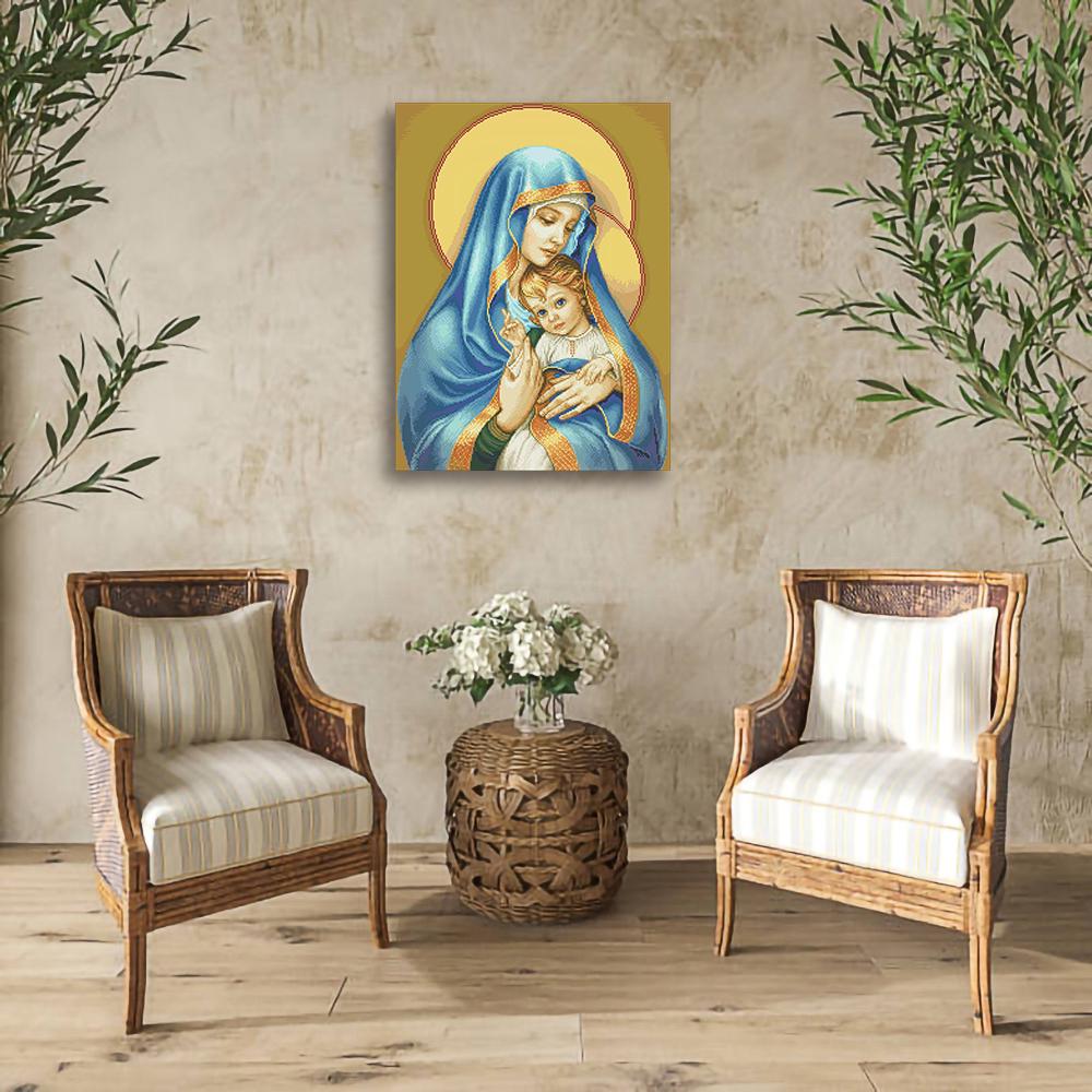 ᐉ Алмазная мозаика SHLab Дева Мария с Иисусом вышивка камнями DIY-ST421 ...