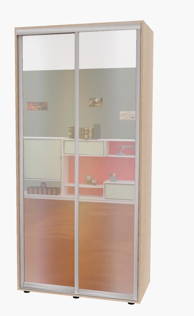 Шкаф-купе двухдверный Алекса Зеркало 1000х2200х450 мм Дуб молочный (243)