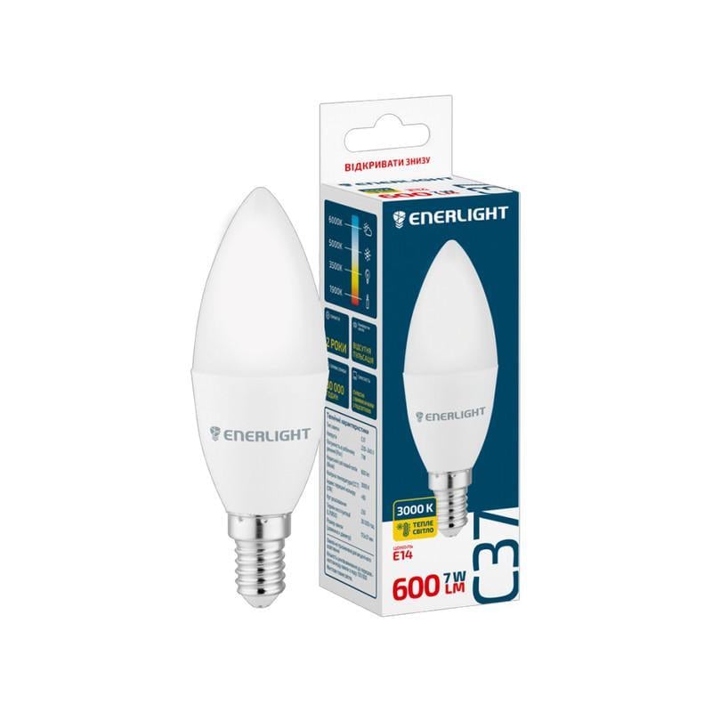 Лампа LED Enerlight 7W 230V 600 Лм 3000K E14 37x113 мм свечка (C37E147SMDWFR)