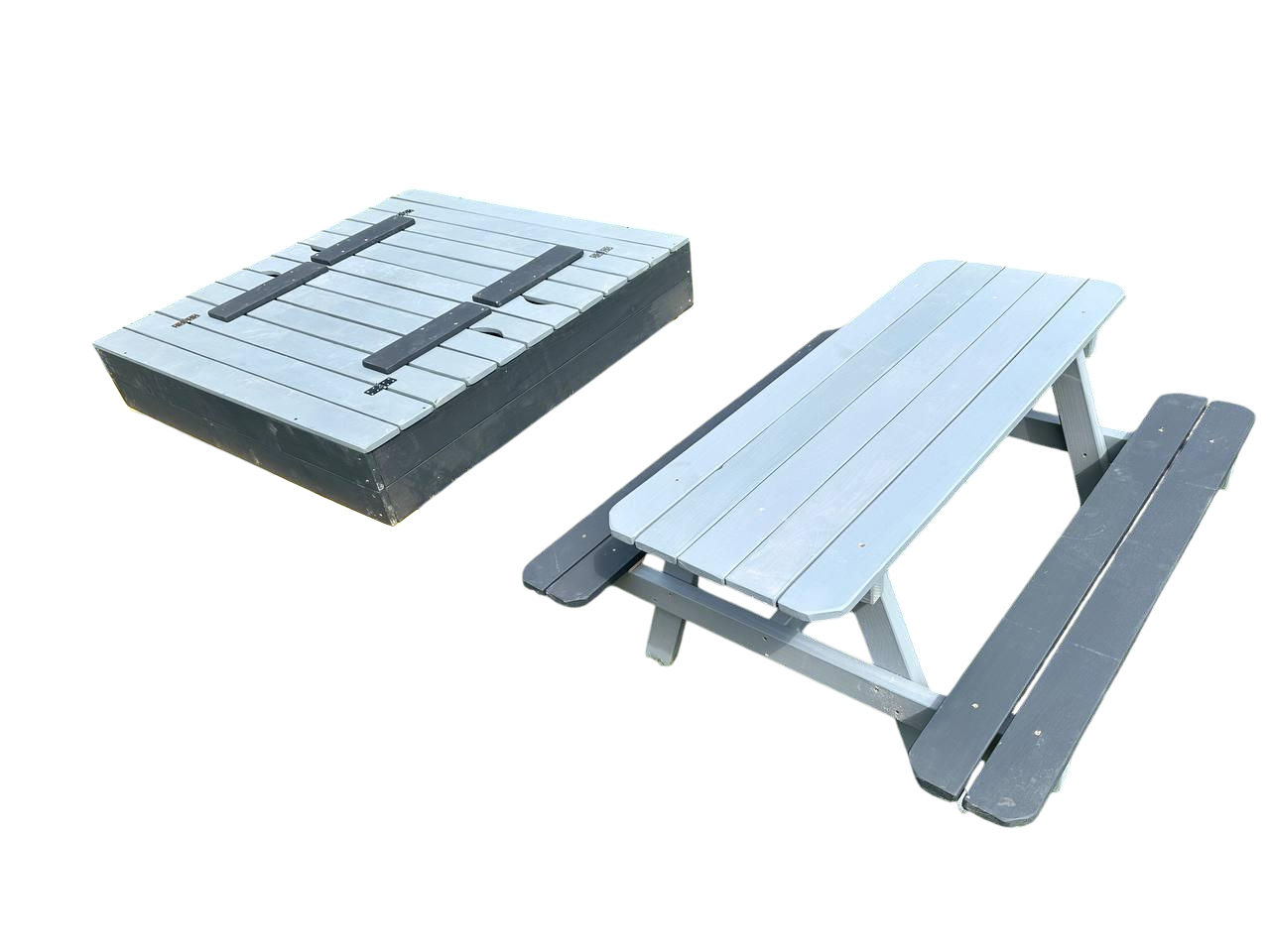 Комплект песочница-трансформер с крышкой 1,5х1,5 м со столом 1,5 м (27358129)