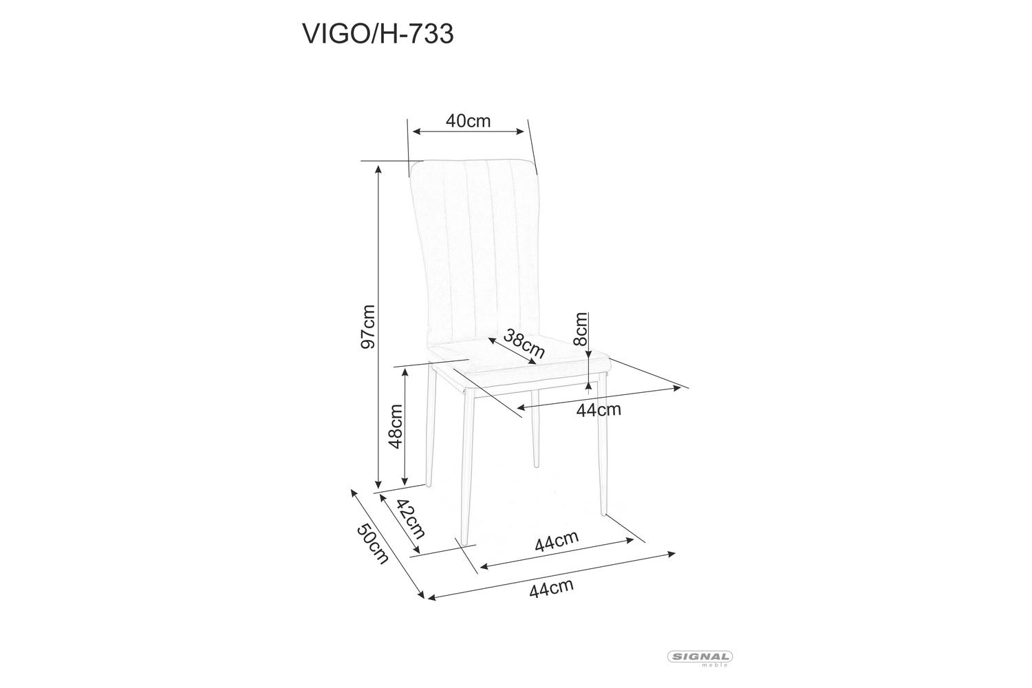 Стілець кухонний Signal Vigo Velvet Чорний/Світло-сірий (10554377) - фото 9