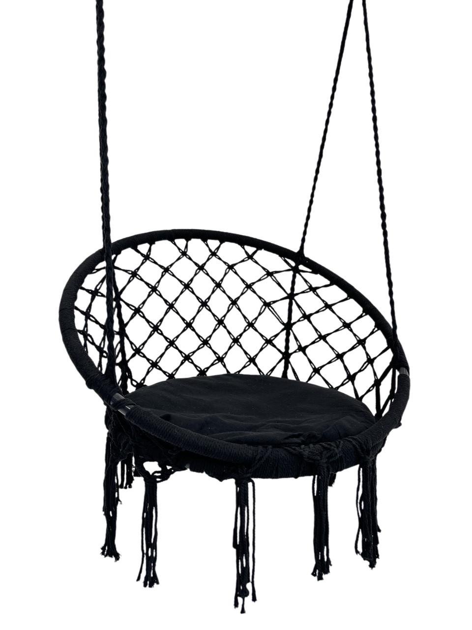 Кресло-качели подвесные WCG Плетеная круглая с мягкой подушкой 80 см Черный (2687338503) Кресло-качели подвесные WCG Плетеная круглая с мягкой подушкой 80 см Черный (2687338503)
