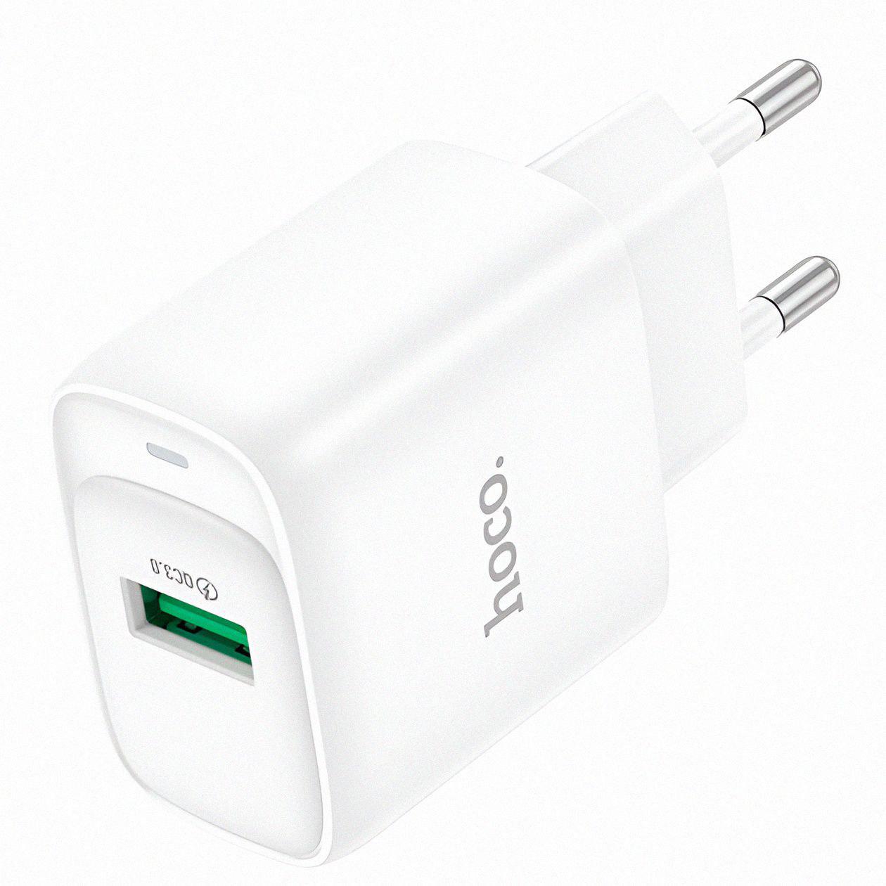 Зарядний пристрій Hoco C140A 1 USB швидке заряджання QC 3.0 до 18 Вт Білий (28094465)
