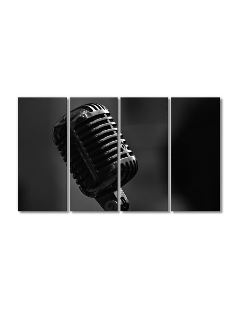 Картина модульная Ретро микрофон 4 модуля 120x180 см