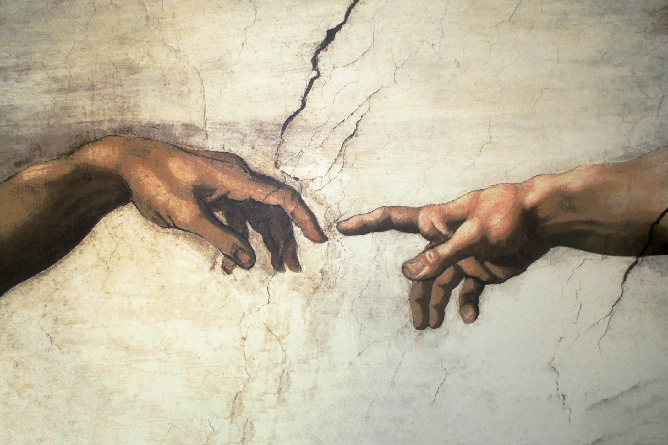 Фотошпалери флізелінові Upstream Мікеланджело жест створення 285х190 см (VINT-010/4)