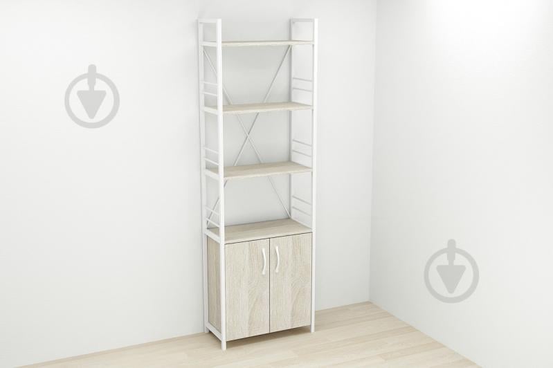 Этажерка 4/60 Ferrum-decor Серии Конект с тумбой  179x60x28 Белый ДСП Сонома (FD1073)