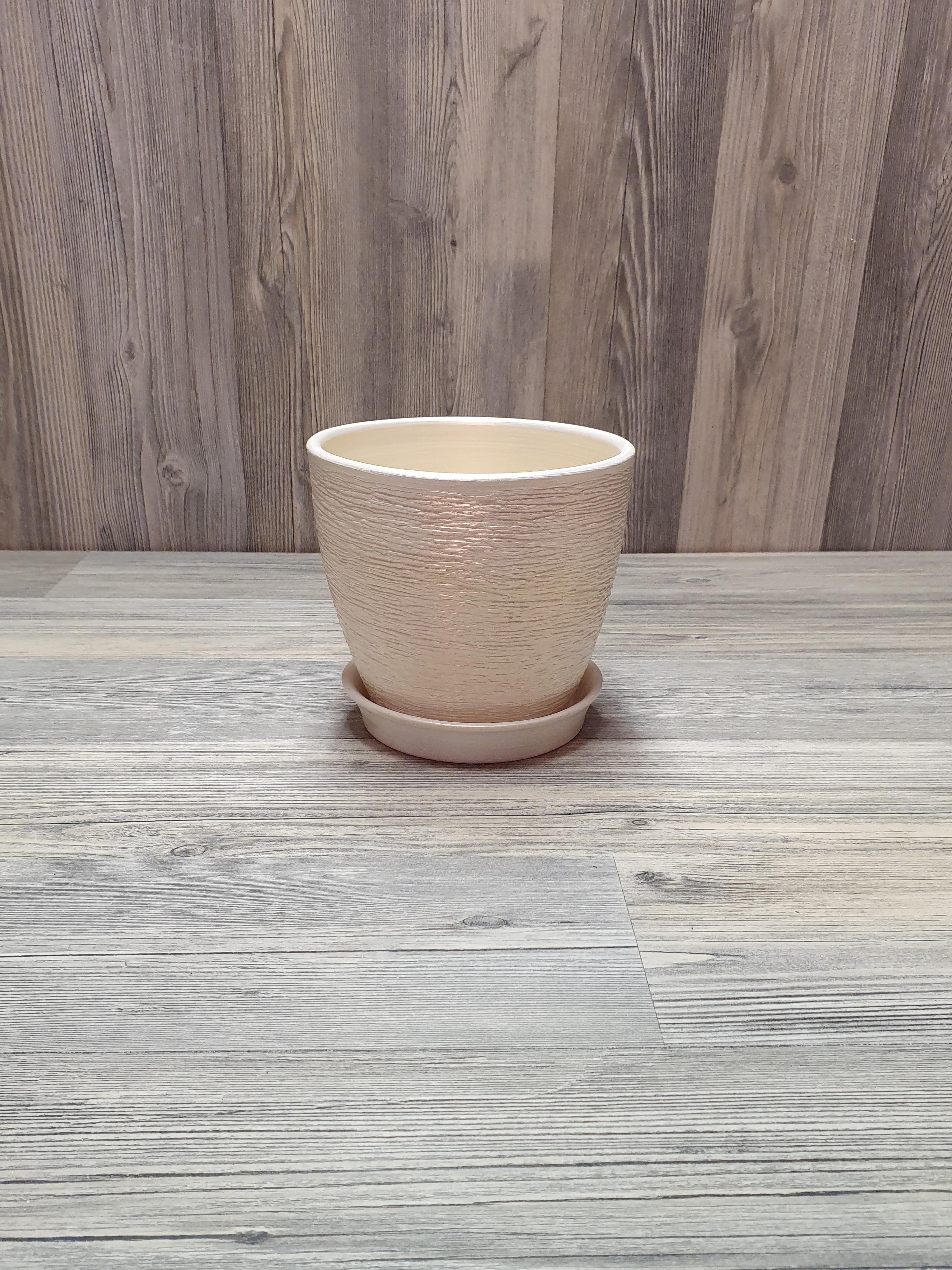 Горщик для рослин з піддоном 1 л Біло-золотий (5266) - фото 6