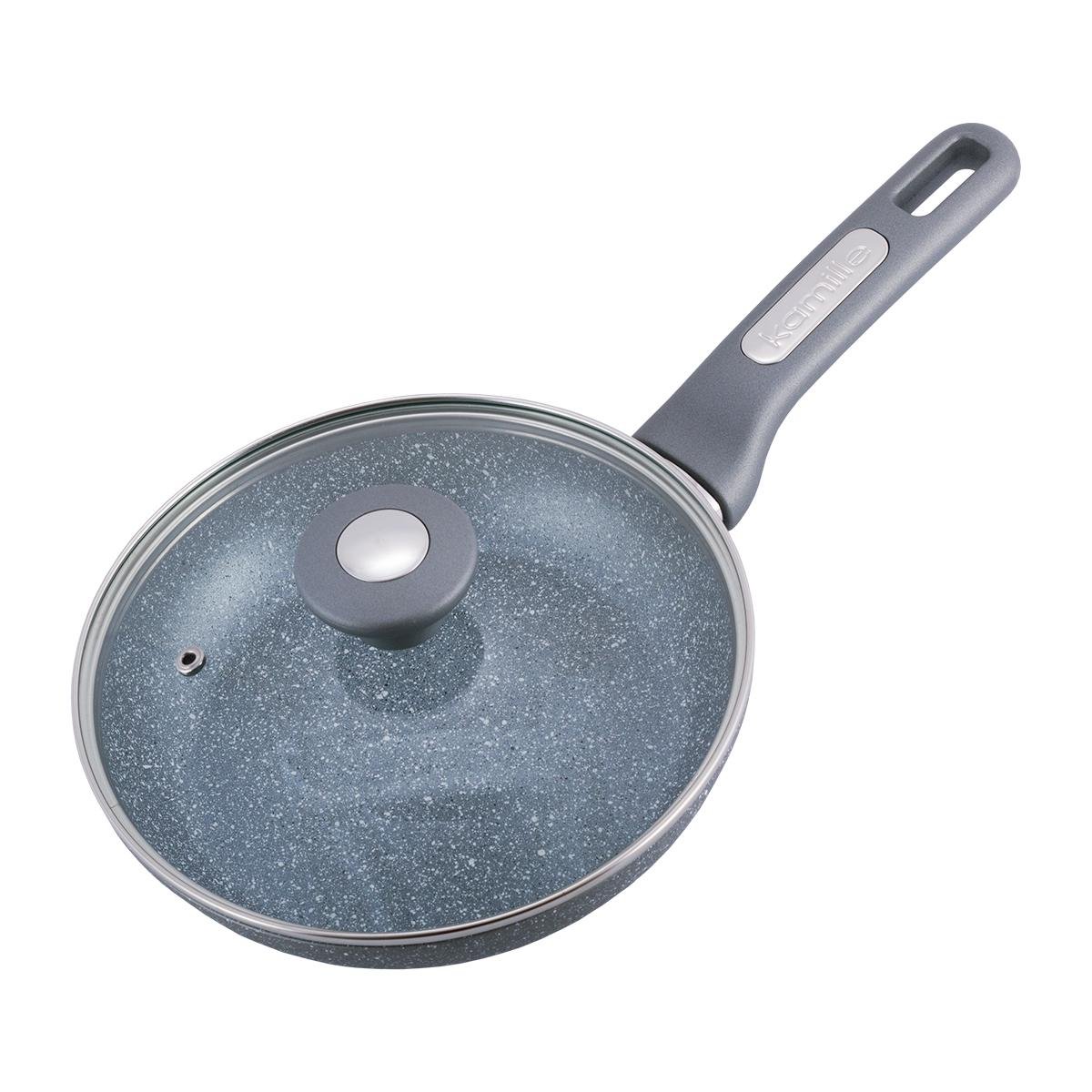 Сковорода с крышкой и гранитным покрытием из алюминия 20 см