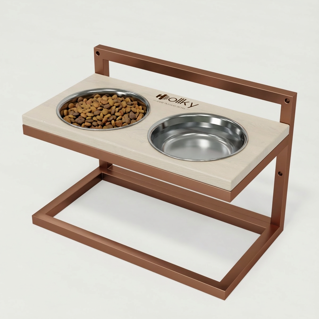 Миски на регулируемой подставке для средних собак Hollky Flex M 2х0,85 л (FM-422530-GLWH) - фото 2