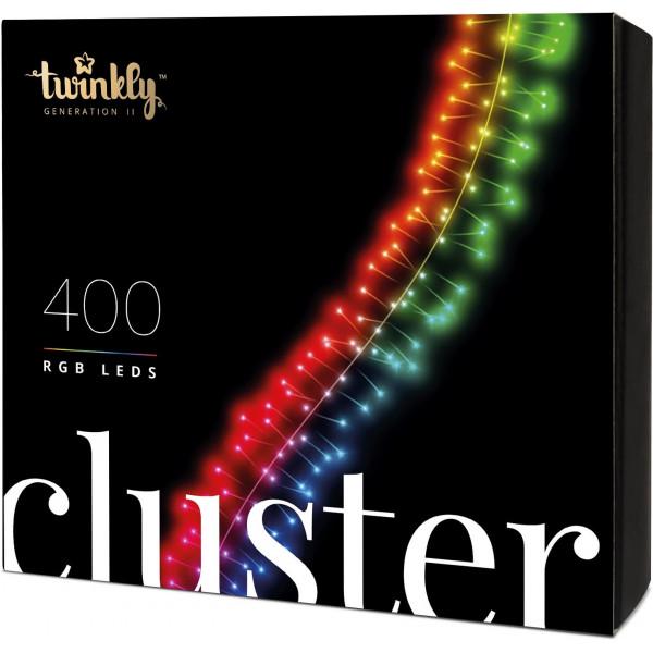 Гирлянда Twinkly Cluster RGB 400, BT+ WiFi, Gen II, IP44 кабель черный (TWC400STP-BEU) - фото 1