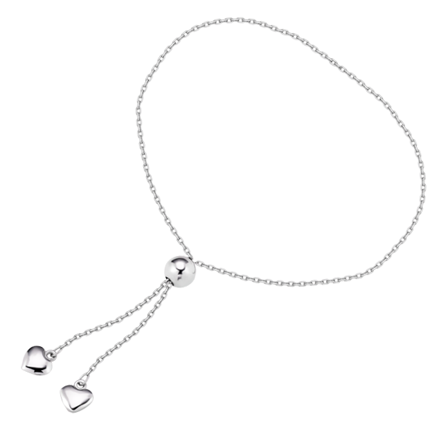 Браслет срібний два Серце на тонких ланцюжках регульований розмір