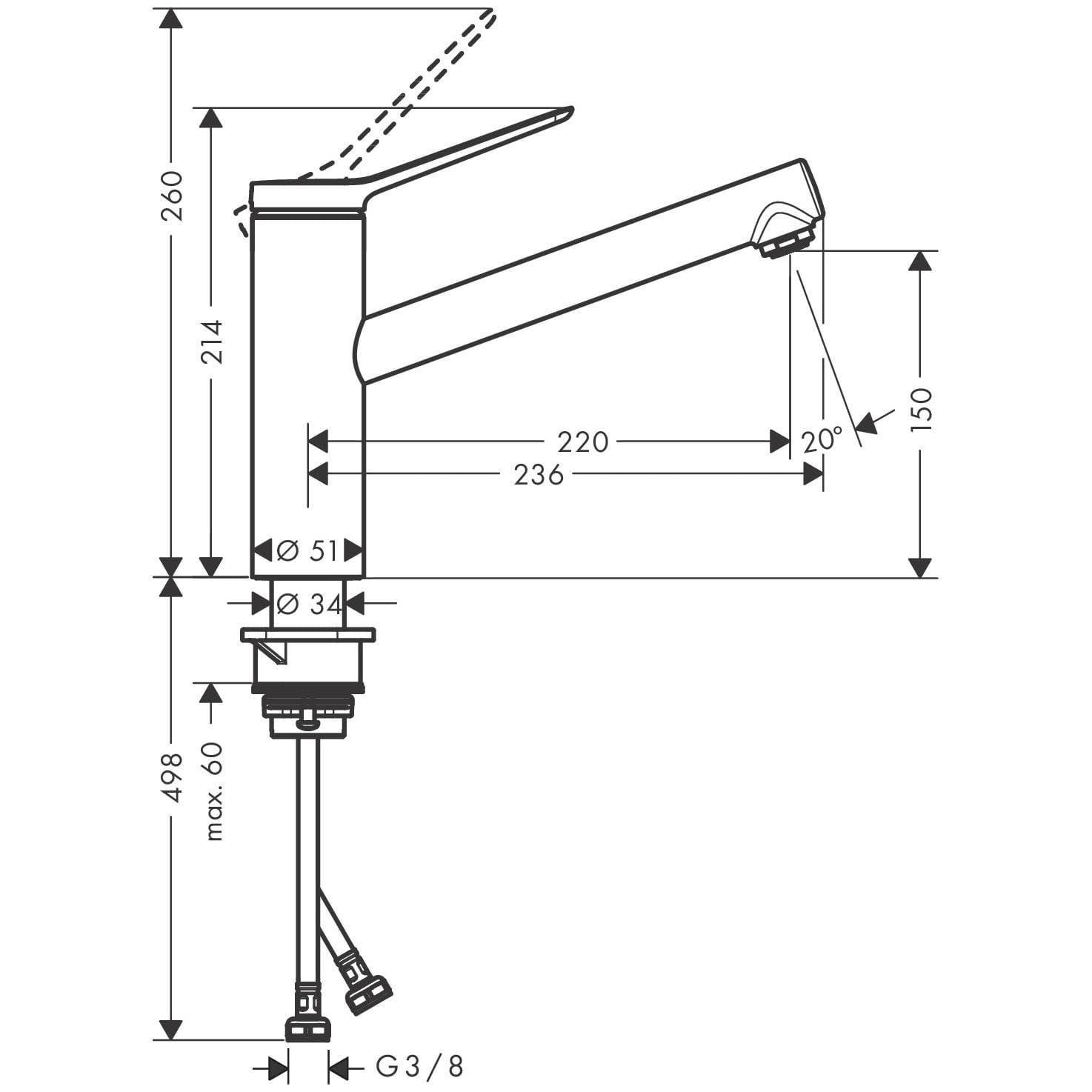 Cмеситель для кухни Hansgrohe Zesis M33 74802800 однорычажный Сатин (172901) - фото 2