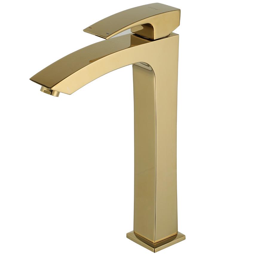 Смеситель для умывальника Gappo G1007-32 высокий однорычажный Золотой (164555)