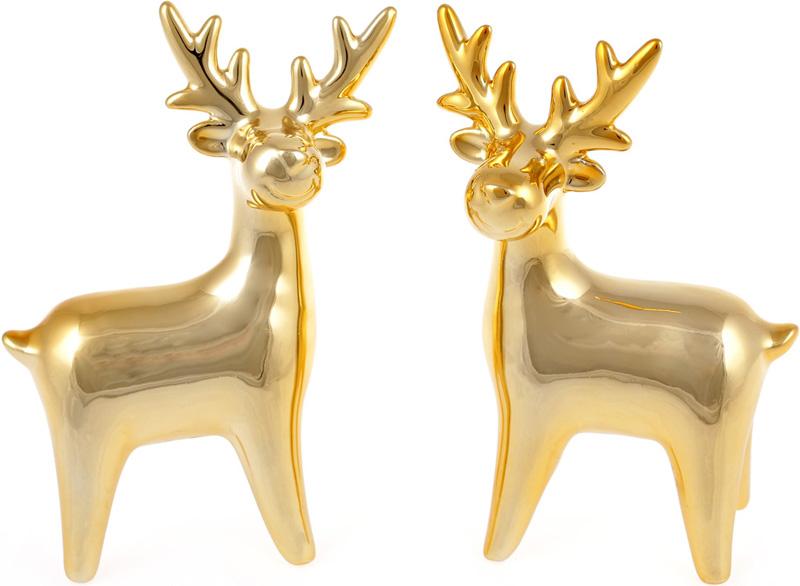 Набор декоративных фигурок Золотистый олень 13,4 см керамика 2 шт. (BD-727-192)