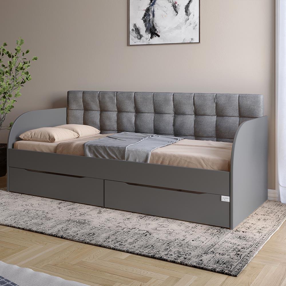 Кровать детская односпальная Lion Л-7 с ящиками и ламелями Лили-95 90x200 см Антрацит (Lion-041096)