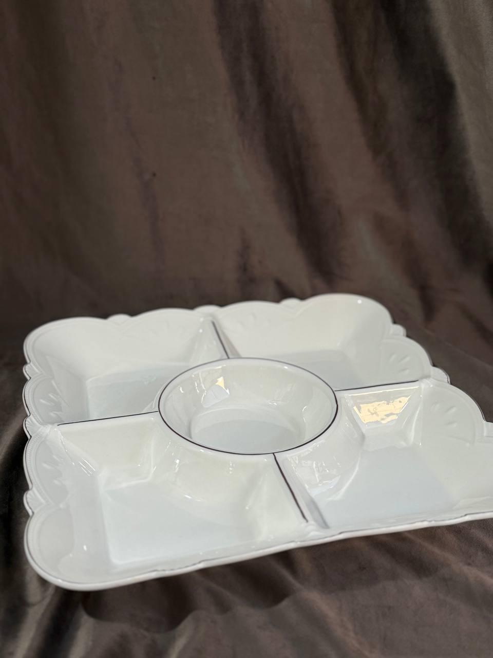 Менажниця керамічна YIWU HP-20-26 5-ти секційна 32 см Білий (HP-20-26)