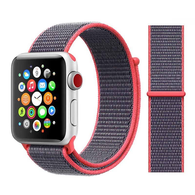 Ремешок нейлоновый Sport Loop Band для Apple Watch 38/40/41 мм Series SE/7/6/5/4/3/2/1 № 3 Electric Pink - фото 2