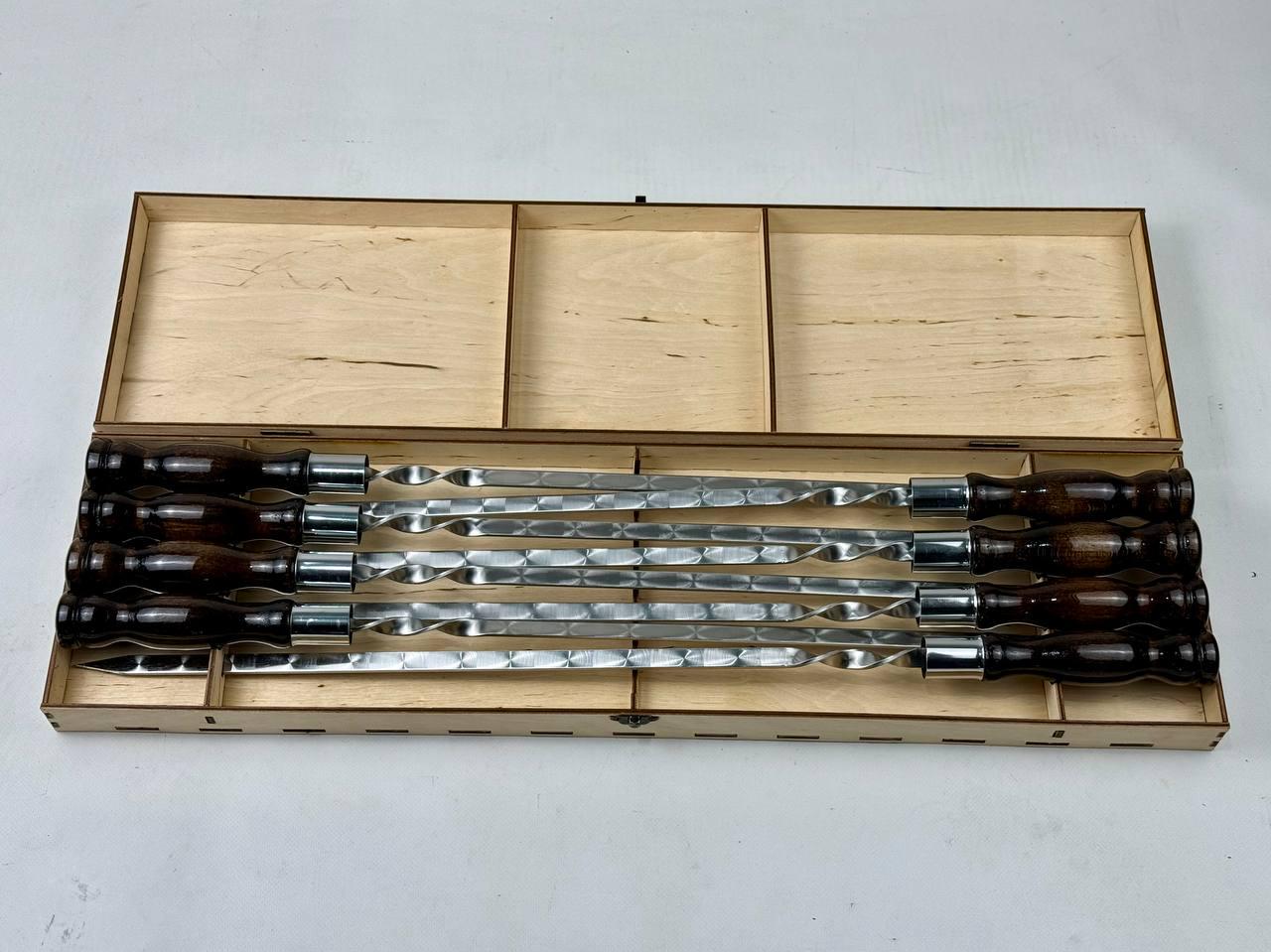 Набор шампуров в кейсе Вуд из нержавеющей стали в кейсе 8 шт. (21-10-NB-3010)