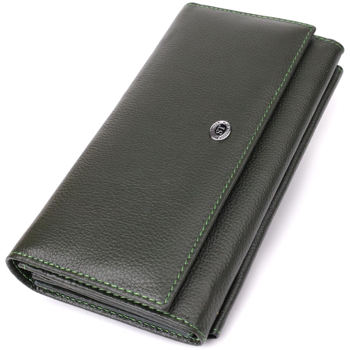 Портмоне женское ST Leather 23068 с карманом для телефона из натуральной кожи Зеленый (168-136-23068)