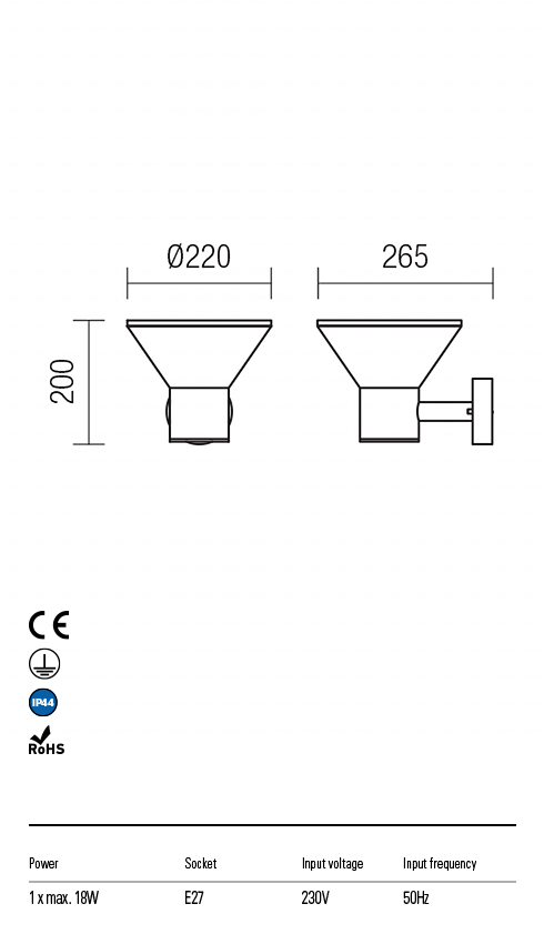 Бра вуличне Redo Wit Ap E27 18 W Ip44 Dg 5.1.1 (9686) - фото 3