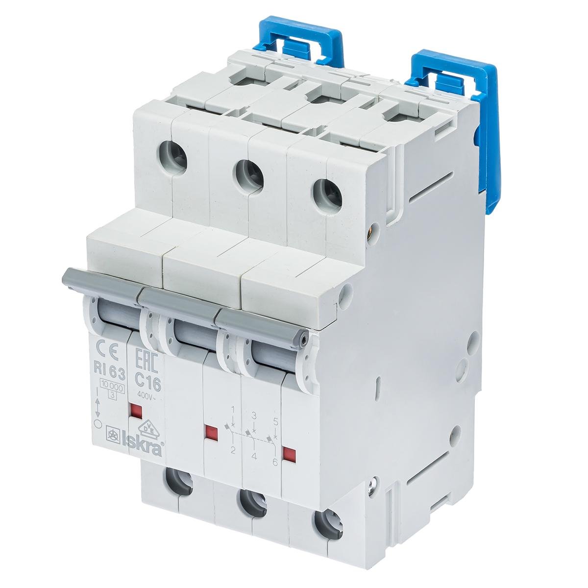 Модульный автоматический выключатель ISKRA RI63C16A 3P 16 A C 10 kA DIN IP20 (786100104000)