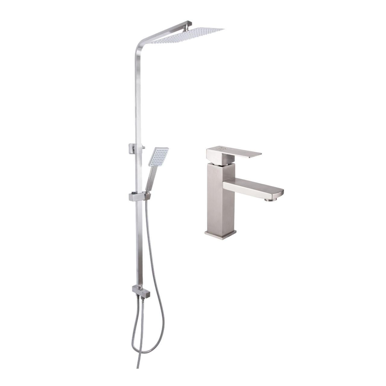 Набір Lidz Kubis 001F змішувач для раковини k35 Nickel/душова стійка Lidz Kubis 1120 універсальна (2830792665)