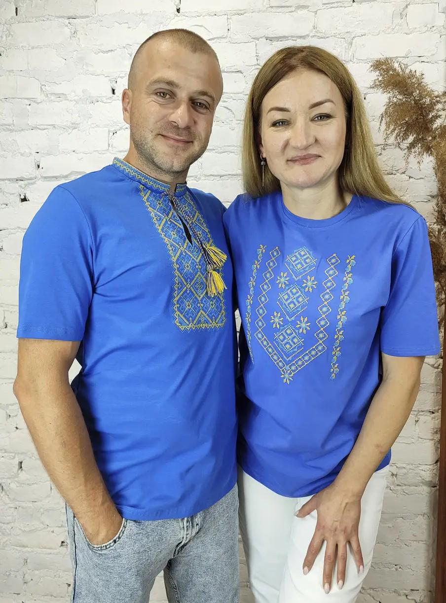 Вишиванка-футболка чоловіча з блакитно-жовтим орнаментом 4XL Синій (4443/4XL) - фото 2