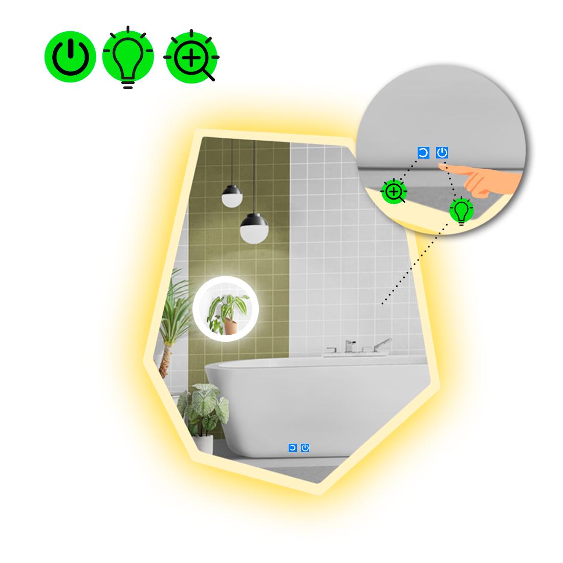 Дзеркало з LED підсвіткою Montagna 3 із двома сенсорами 80x60 см (8737802)