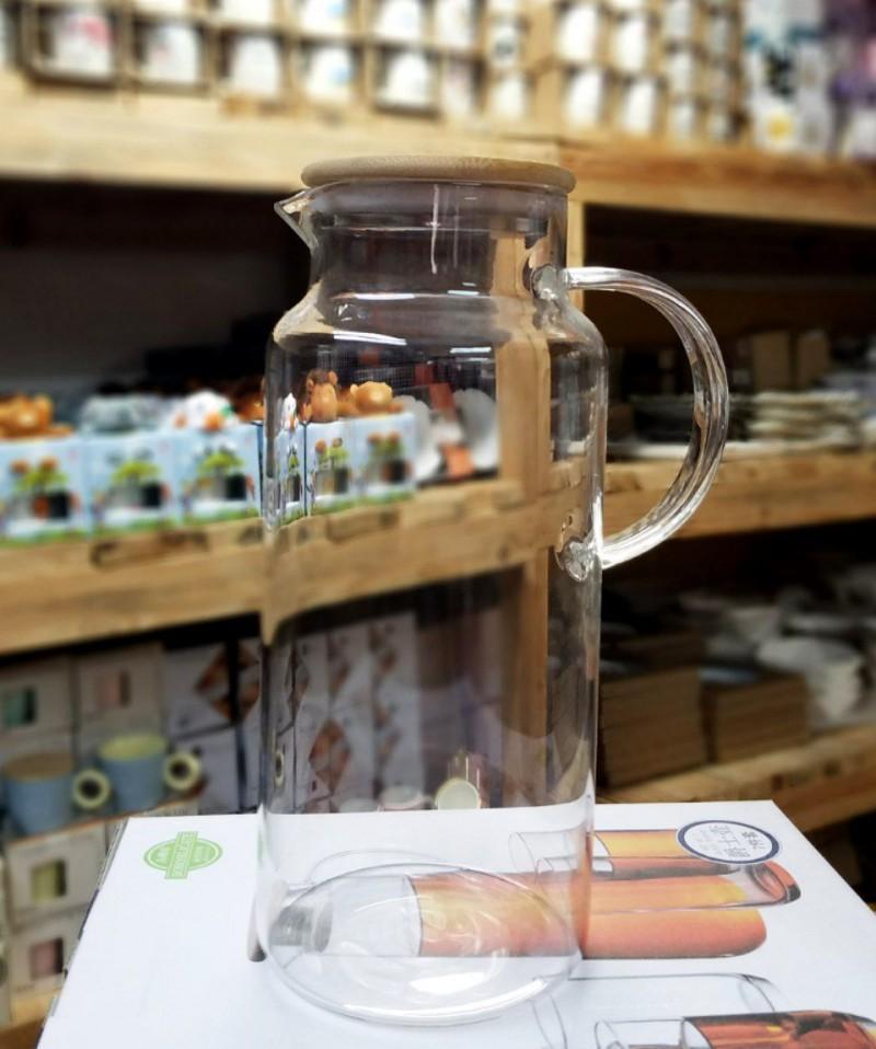 Графин стеклянный с бамбуковой крышкой Oscar R92799 2 л (R92799) - фото 2