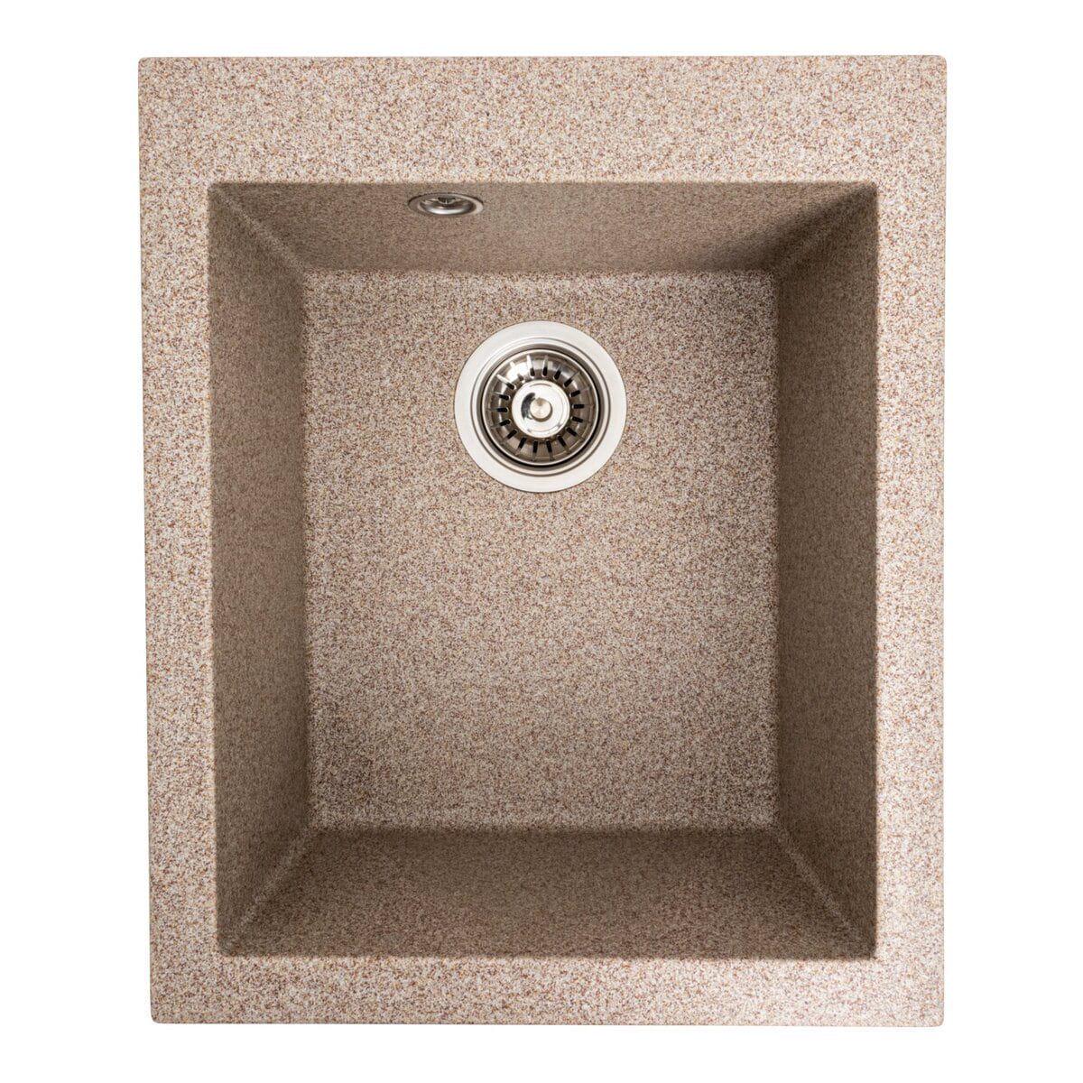 Мойка гранитная Valeso Sokil врезная прямоугольная матовая 410х500 мм Карамель