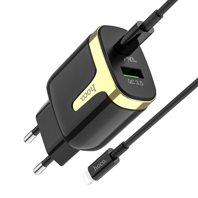 Зарядний пристрій Hoco Type-C to Lightning cable Zeus C79A 1 USB 1 Type-C 3,1 A 18W QC/PD Black (536446)