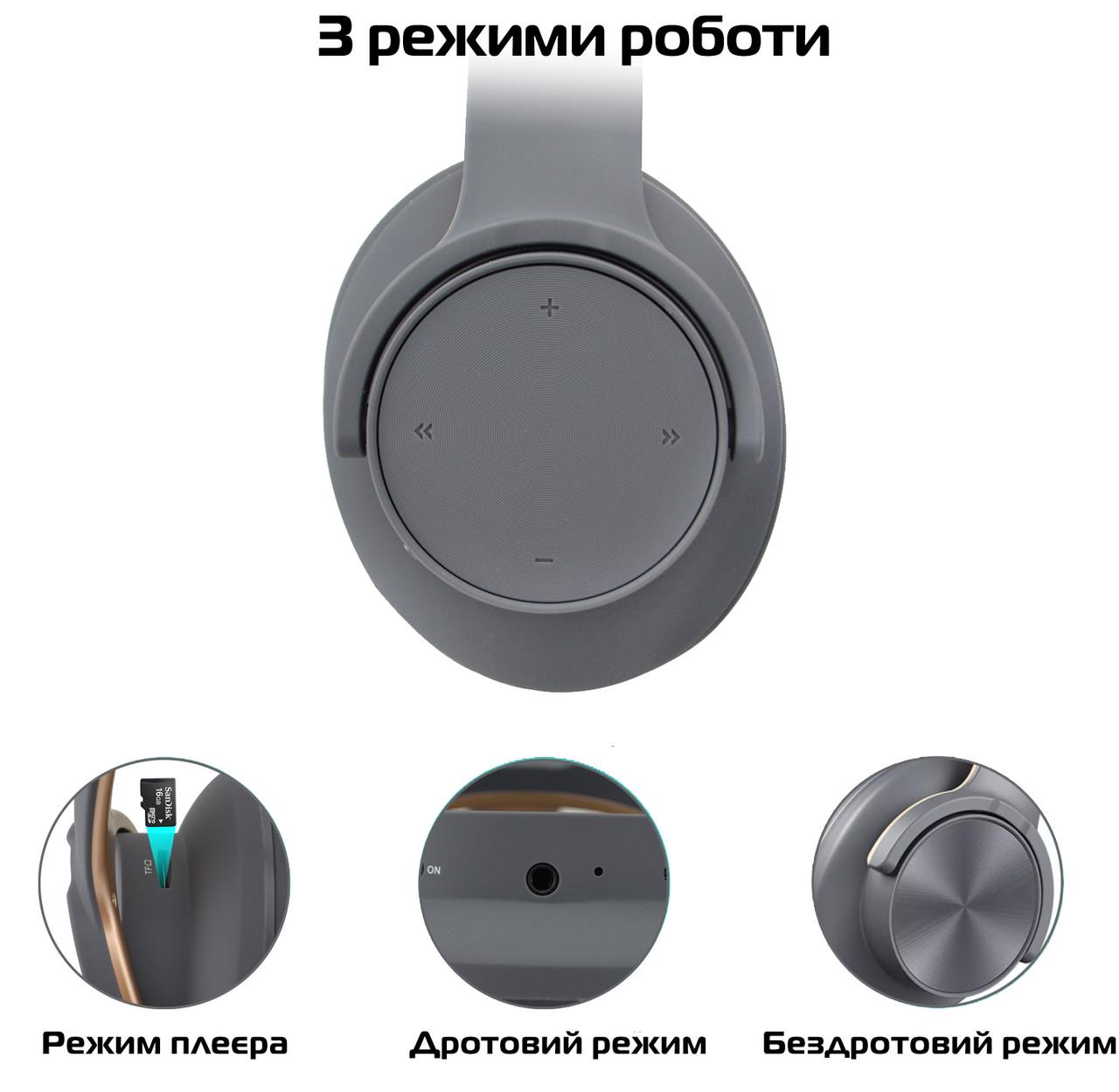 Навушники бездротові Picun B8 Bluetooth з функцією плеєра Grey (3_04791) - фото 2