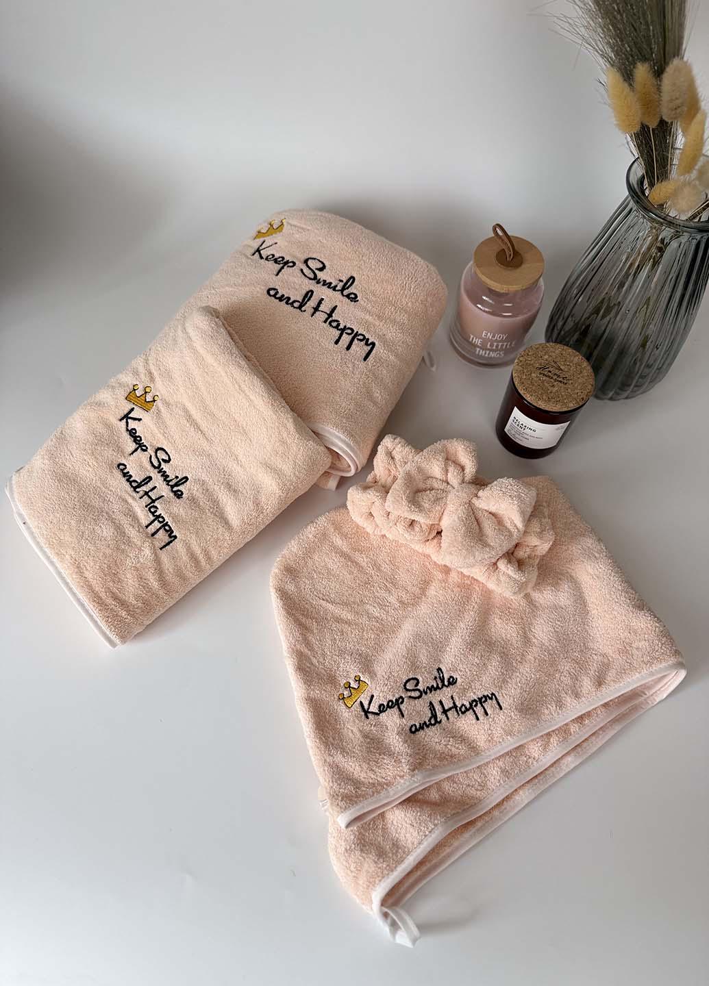 Подарочный набор полотенец из микрофибры Персиковый (53-3) - фото 2