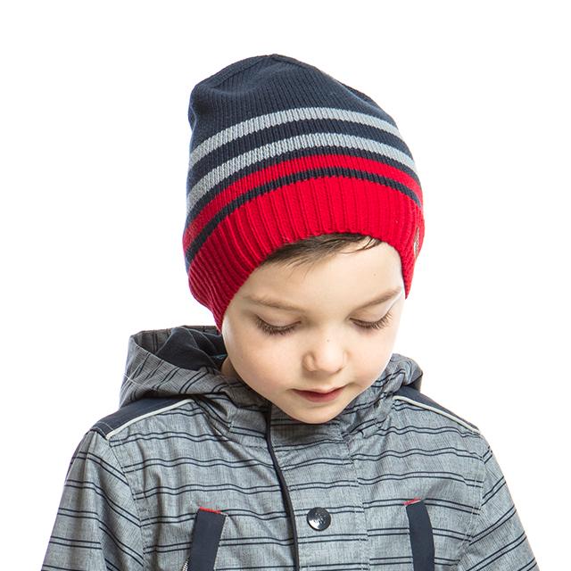 Шапка вязаная для мальчика Nano S18TUT277 демисезонная 47-49 см Красно-серый (S18TUT277-DustSteel-12/24m) - фото 2