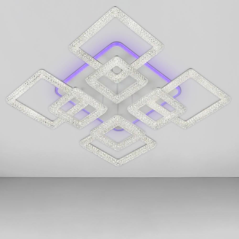 Люстра стельова світлодіодна Light House SC-19170A/4/4C WH/PK/BU/PL 192W/26W 2,4G 670х670х160 мм Білий