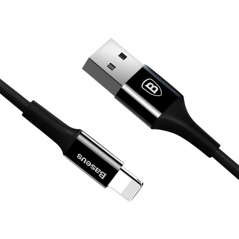 Кабель Lightning Baseus з підсвічуванням для зарядки iPhone 0,25 м Чорний