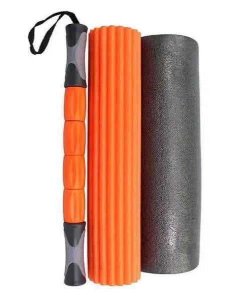 Масажний ролик набір 3в1 PowerPlay 4022 Therapy Roller Чорно-жовтогарячий (PP_4022)