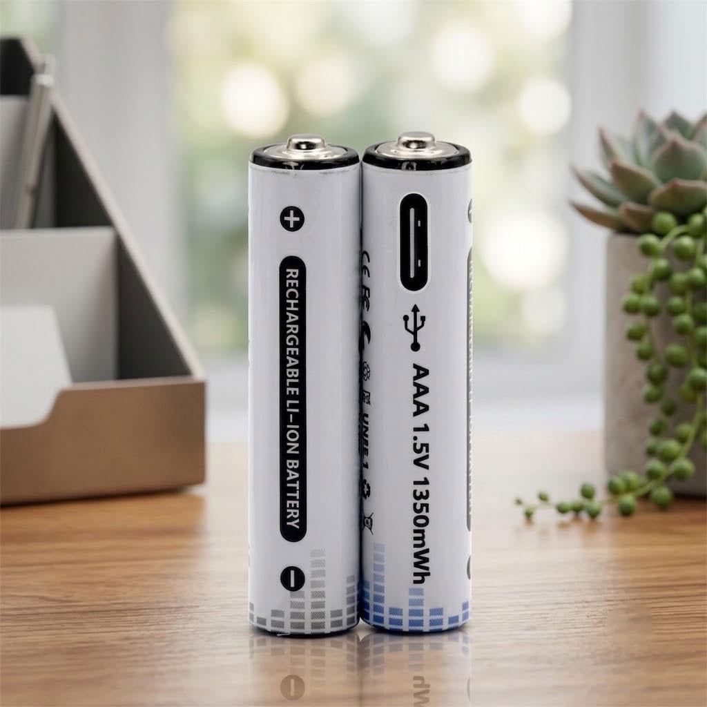 Комплект мизинчиковых аккумуляторов ААА Kingtianli AAА с разъемом Type-C на 1.5V/1350 mAh 2 шт. (1011176-White)