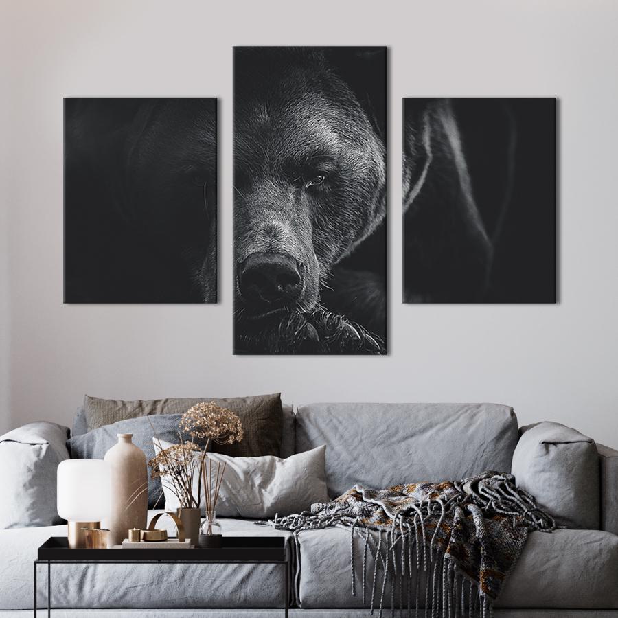 Модульная картина на холсте Триптих Грустный медведь 96x60 см (166-32)