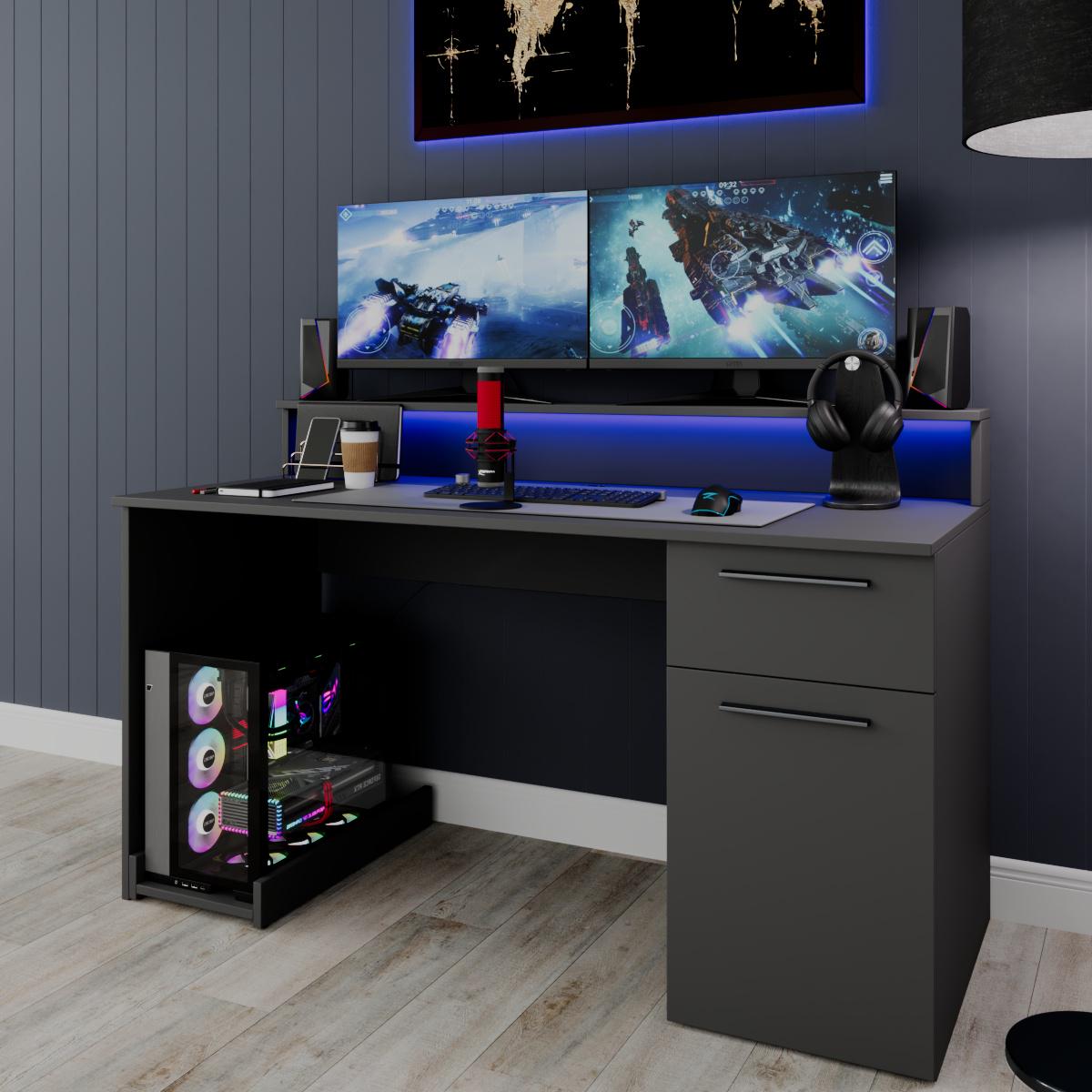 Комп'ютерний стіл Mebellini Комбо NEW 1100х750/900х600 мм Антрацит (арт.SKEP1000-145)